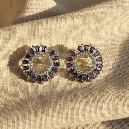 Venta Flash Vintage Pendientes Radiosa Ed. Limitada Plata Morado