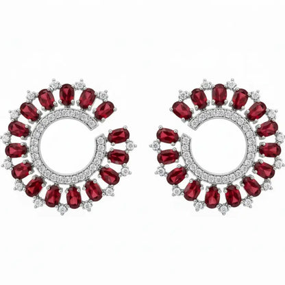 Venta Flash Vintage Pendientes Radiosa Ed. Limitada Plata Rojo