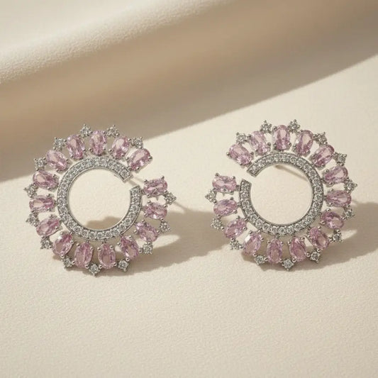 Venta Flash Vintage Pendientes Radiosa Ed. Limitada Plata Rosa claro