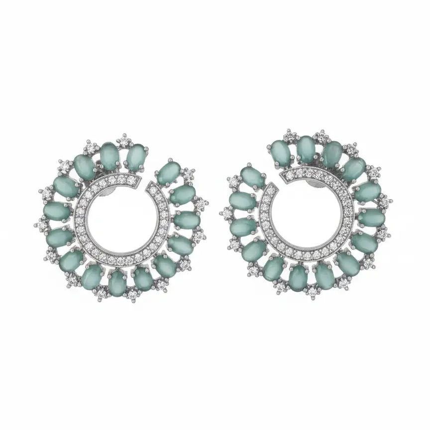 Venta Flash Vintage Pendientes Radiosa Ed. Limitada Plata Verde agua