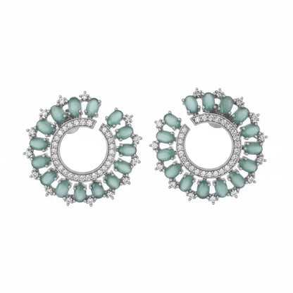 Venta Flash Vintage Pendientes Radiosa Ed. Limitada Plata Verde agua