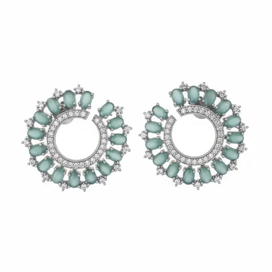 Venta Flash Vintage Pendientes Radiosa Ed. Limitada Plata Verde agua