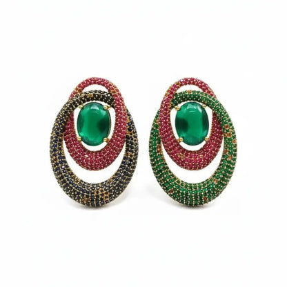 Venta Flash Vintage Pendientes Órbita Ed. Limitada Verde y Rubí