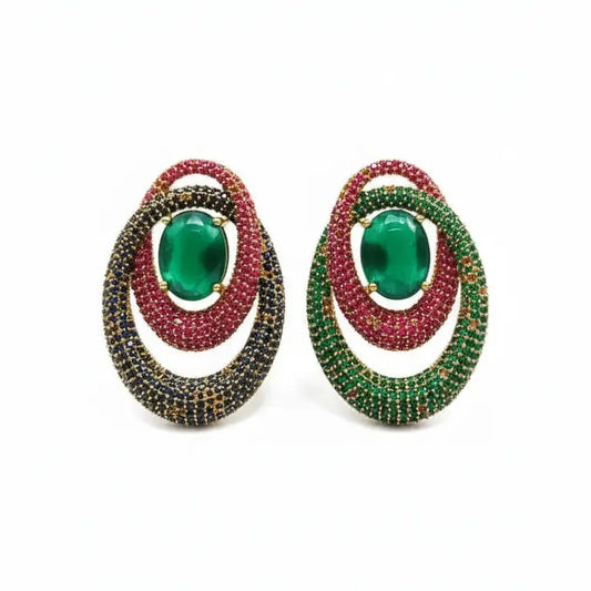 Venta Flash Vintage Pendientes Órbita Ed. Limitada Verde y Rubí