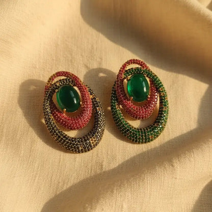 Venta Flash Vintage Pendientes Órbita Ed. Limitada Verde y Rubí