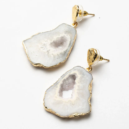 Pendientes Geodas Blanco