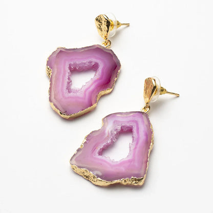 Pendientes Geodas Fucsia