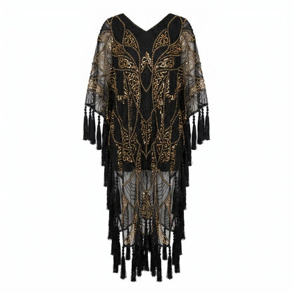Vestido Kaftán Azabache Negro y Dorado