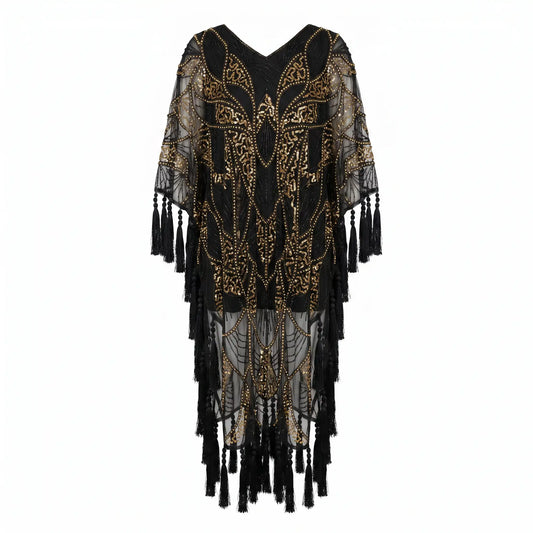 Black and Gold Jet Black Kaftan Dress