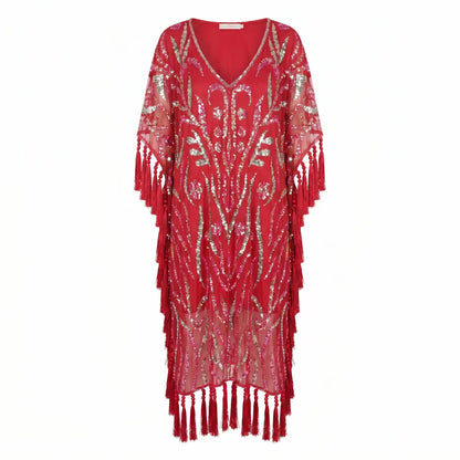 Vestido Kaftan Joya Yasmin Rojo fresa