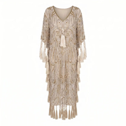 Light Taupe Medici Kaftan Dress