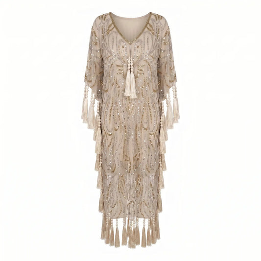 Light Taupe Medici Kaftan Dress