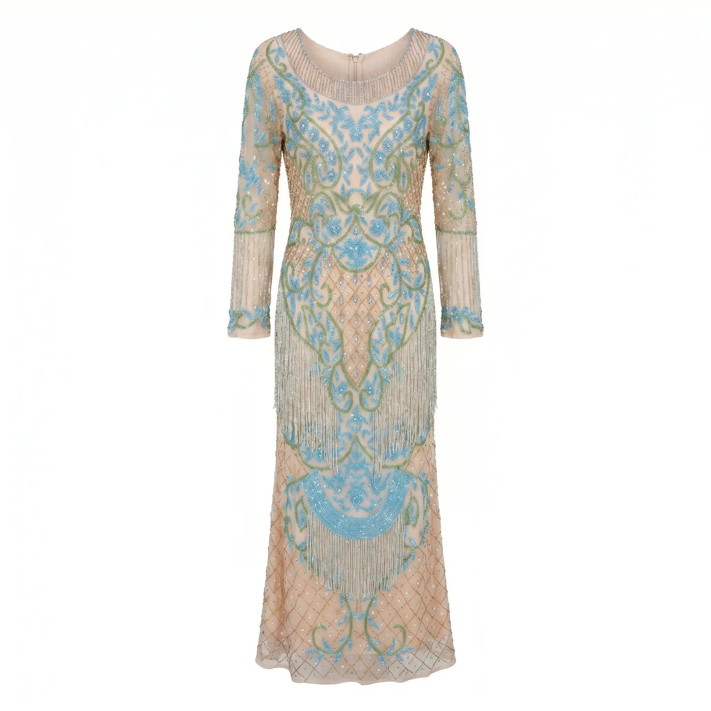 Long Jewel Dress in Pink, Blue and Green