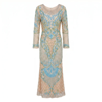 Long Jewel Dress in Pink, Blue and Green