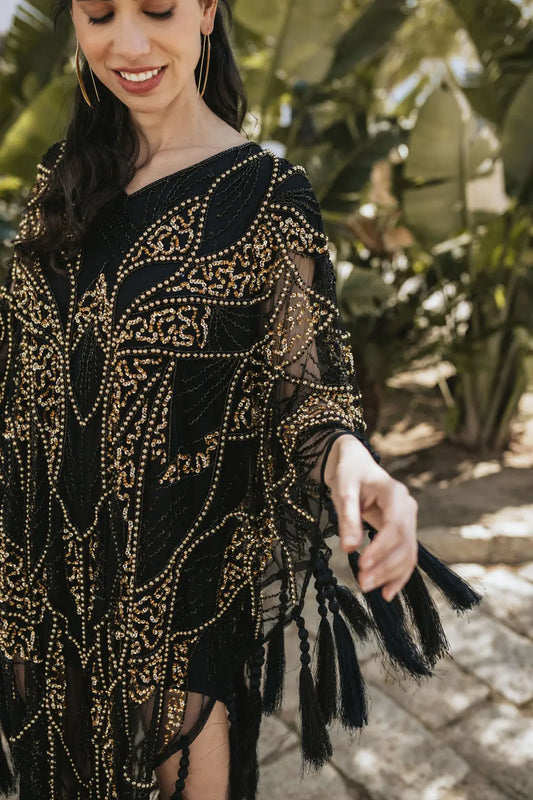 Black and Gold Jet Black Kaftan Dress