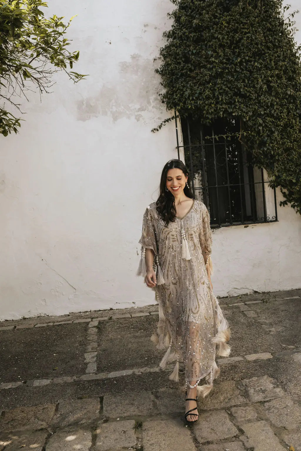 Light Taupe Medici Kaftan Dress