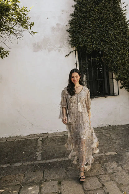 Light Taupe Medici Kaftan Dress