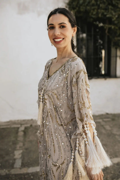 Light Taupe Medici Kaftan Dress