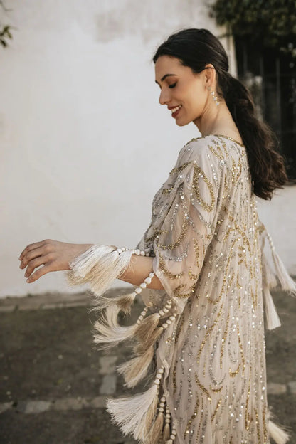 Light Taupe Medici Kaftan Dress