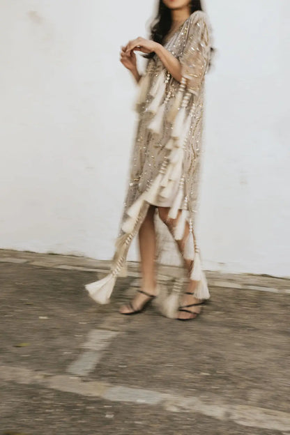 Light Taupe Medici Kaftan Dress
