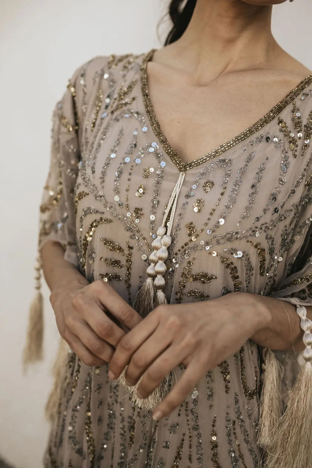 Light Taupe Medici Kaftan Dress