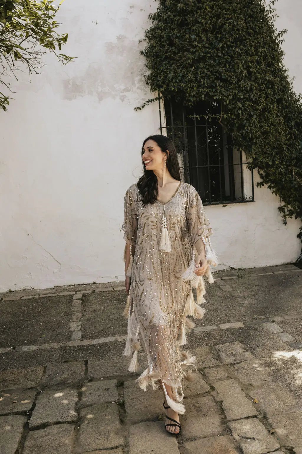 Light Taupe Medici Kaftan Dress