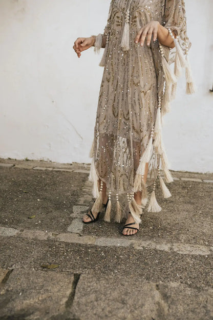 Light Taupe Medici Kaftan Dress