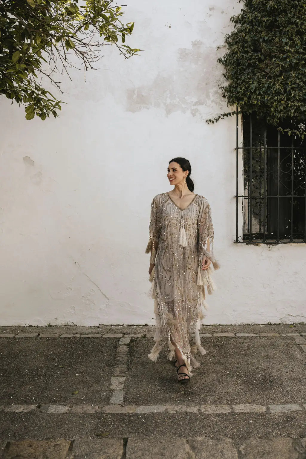 Light Taupe Medici Kaftan Dress