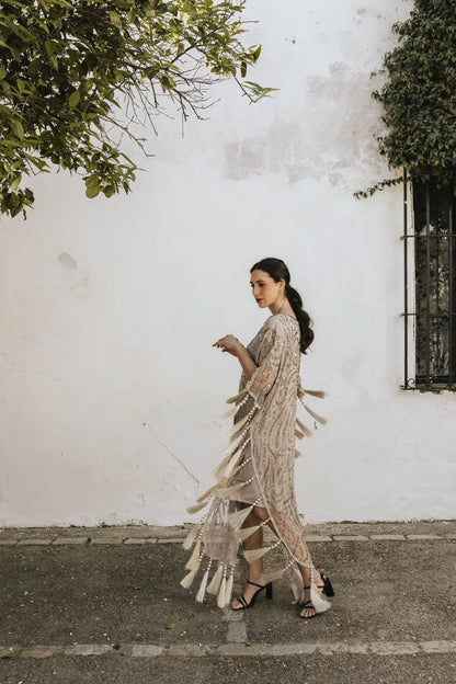 Light Taupe Medici Kaftan Dress