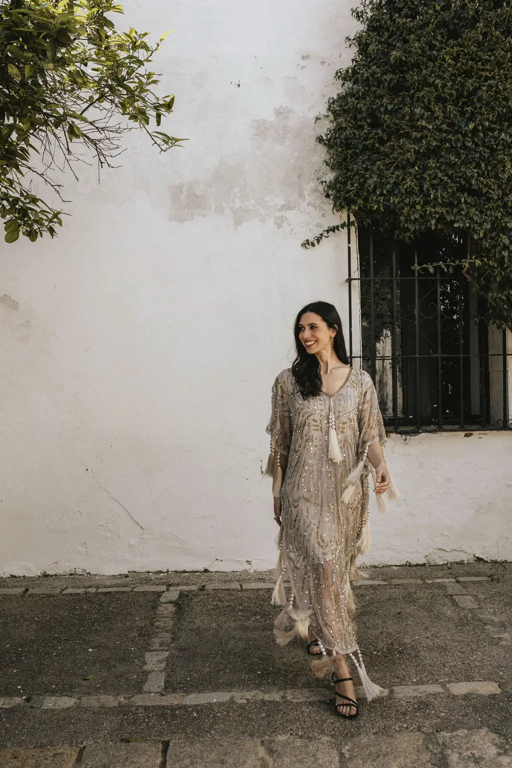 Light Taupe Medici Kaftan Dress