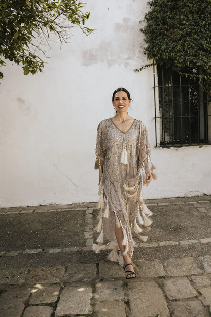 Light Taupe Medici Kaftan Dress