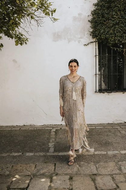 Light Taupe Medici Kaftan Dress