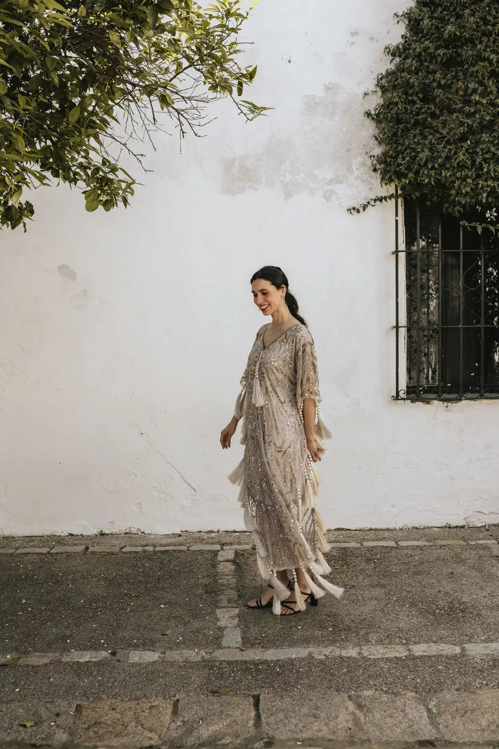 Light Taupe Medici Kaftan Dress