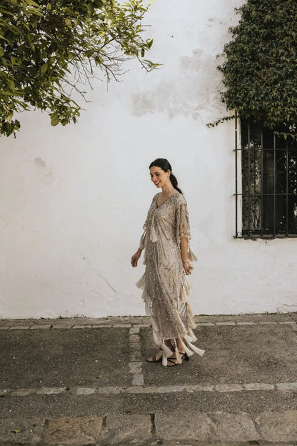 Light Taupe Medici Kaftan Dress