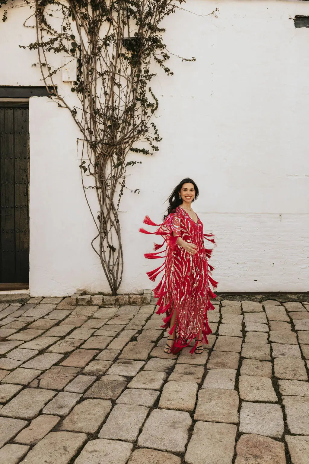 Vestido Kaftan Joya Yasmin Rojo fresa