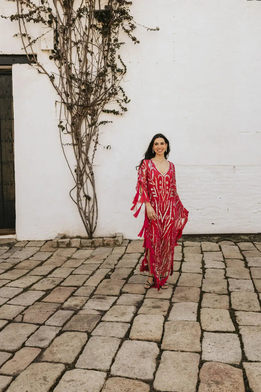 Vestido Kaftan Joya Yasmin Rojo fresa