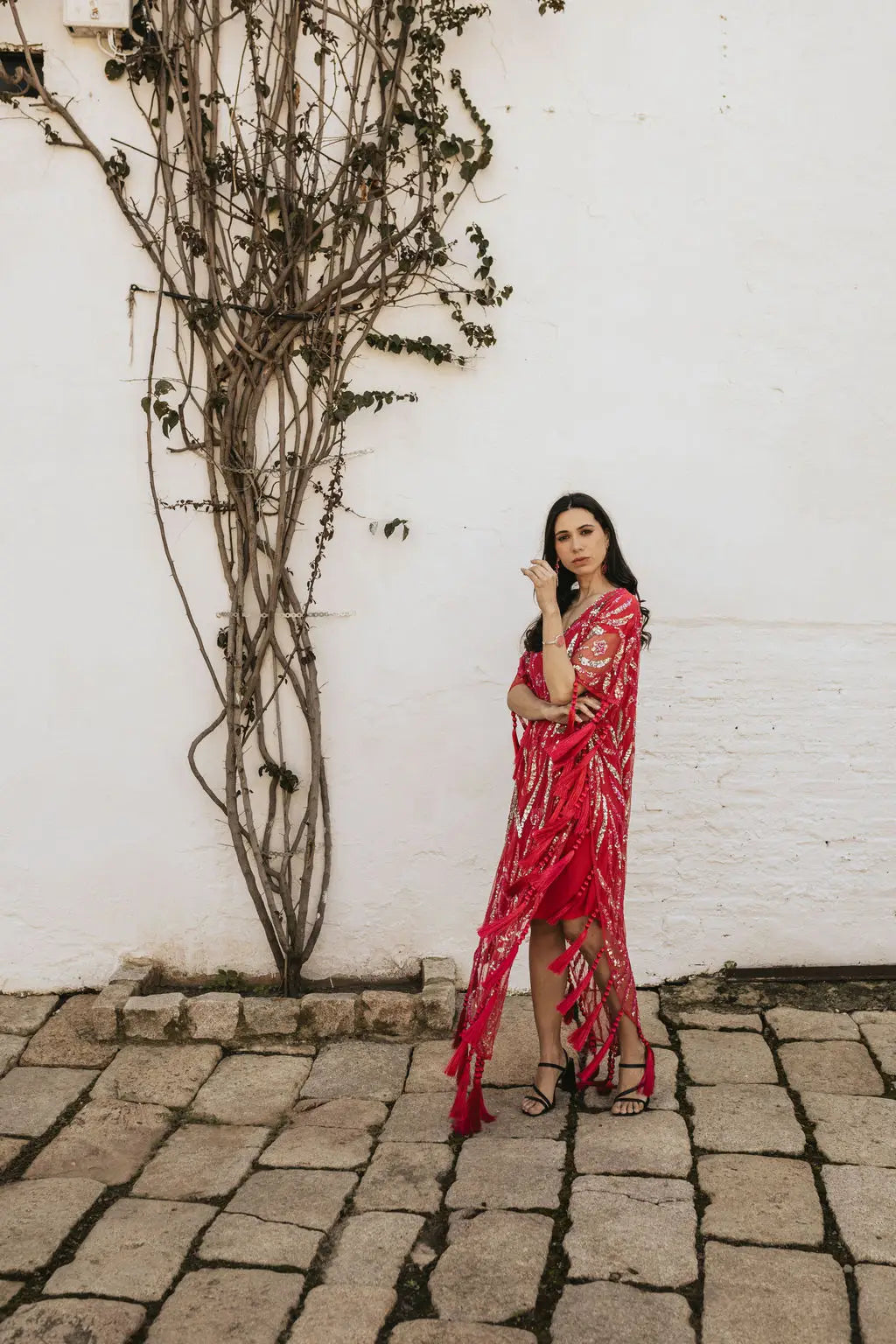 Vestido Kaftan Joya Yasmin Rojo fresa