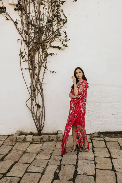 Vestido Kaftan Joya Yasmin Rojo fresa