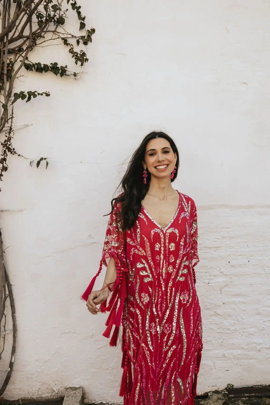 Vestido Kaftan Joya Yasmin Rojo fresa