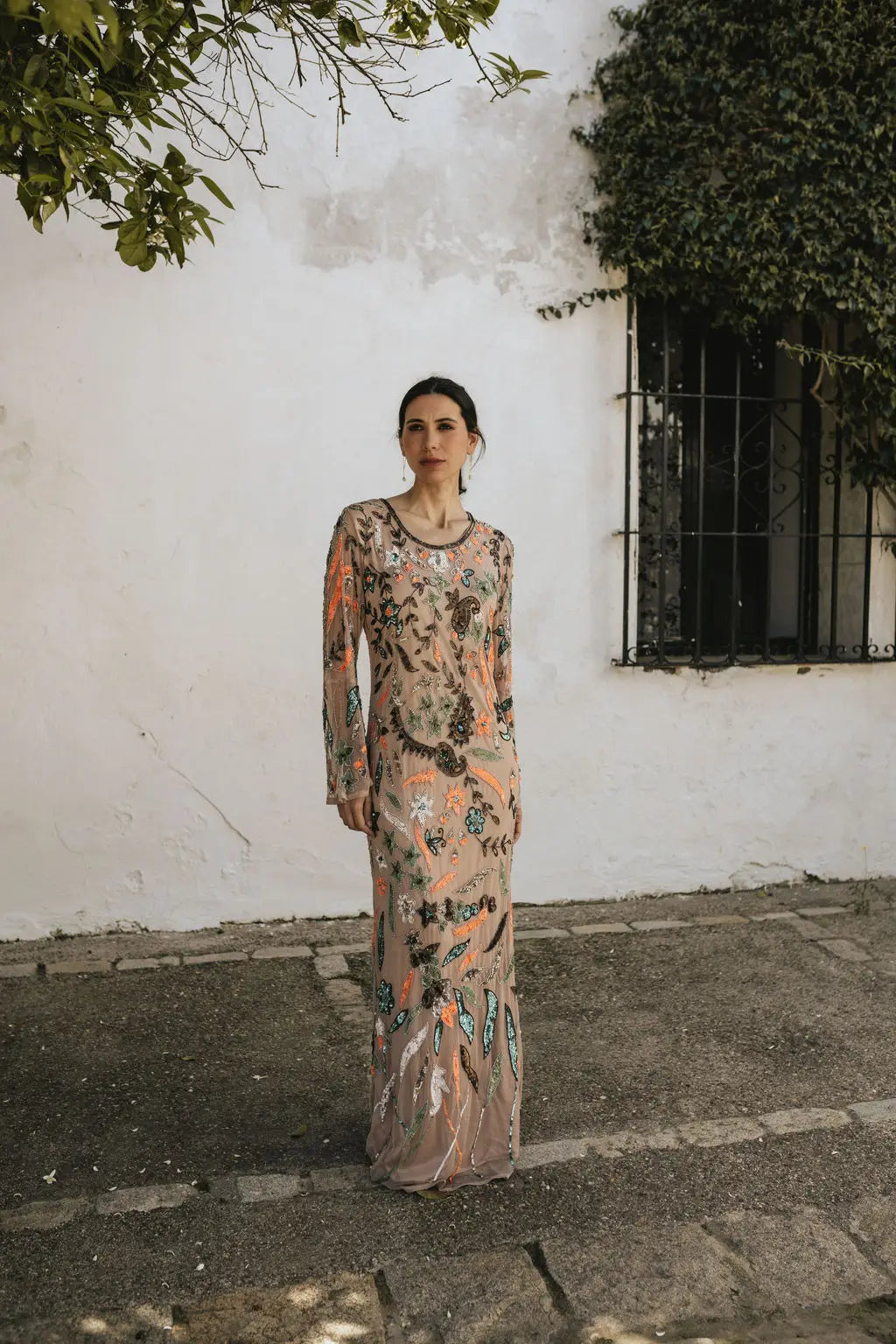 Vestido Liria Floral Rosa Empolvado Multicolor