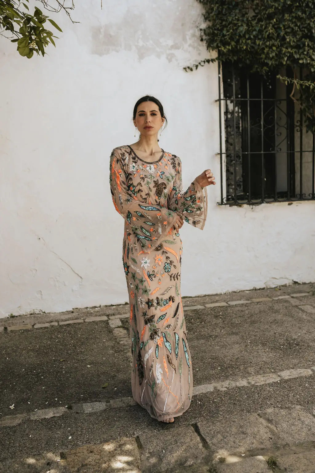 Vestido Liria Floral Rosa Empolvado Multicolor