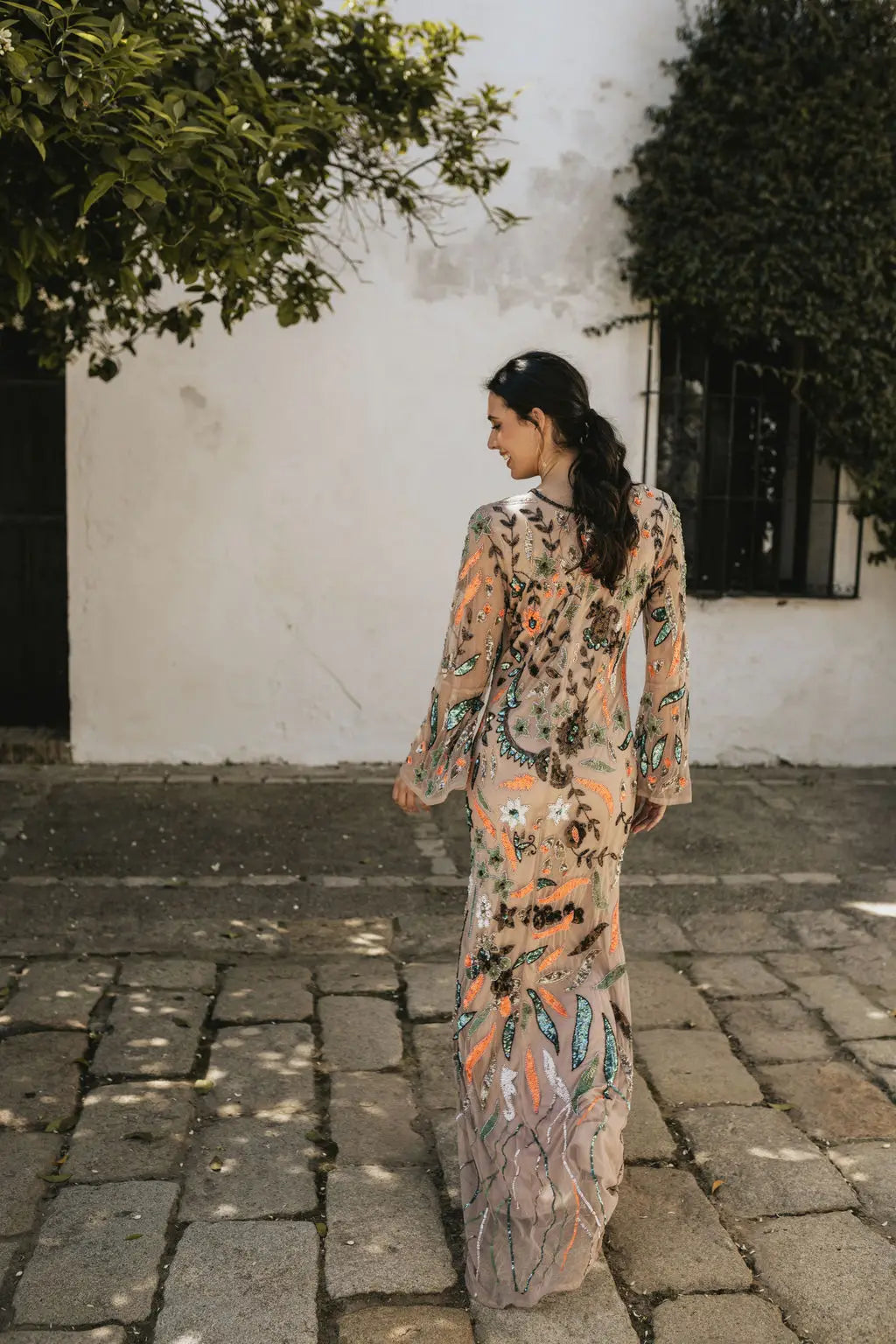 Vestido Liria Floral Rosa Empolvado Multicolor
