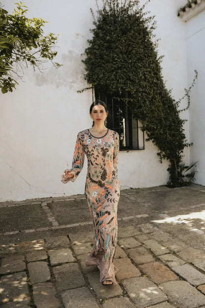 Vestido Liria Floral Rosa Empolvado Multicolor