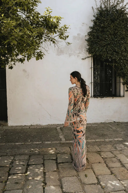 Vestido Liria Floral Rosa Empolvado Multicolor