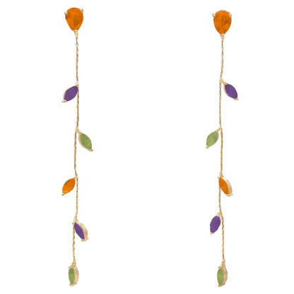 Pendientes Abril Deluxe Ed. Limitada Naranja, Morado Amatista y Verde Prehnita