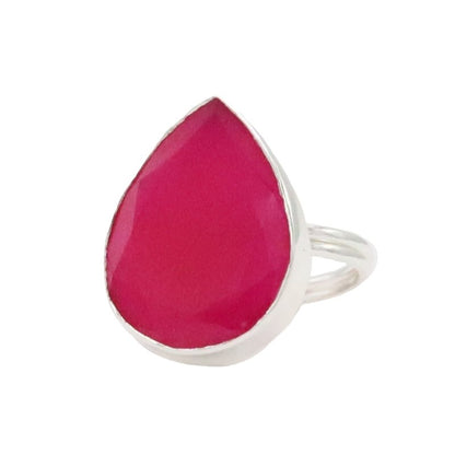 Anillo Formentera Pulido Plata Fucsia