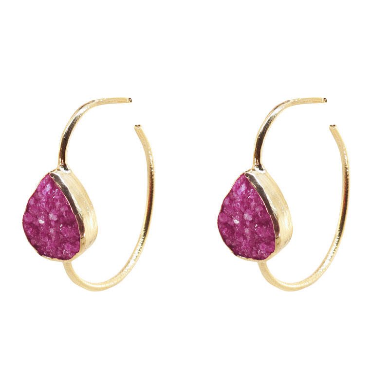 Pendientes Aros Malta Fucsia