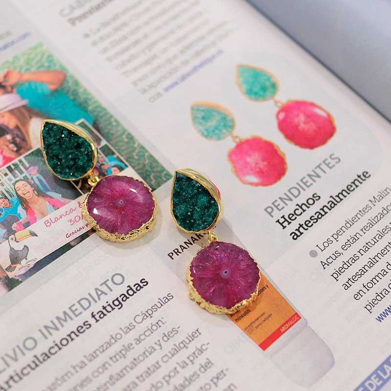 Pendientes Malin Verde y Fucsia