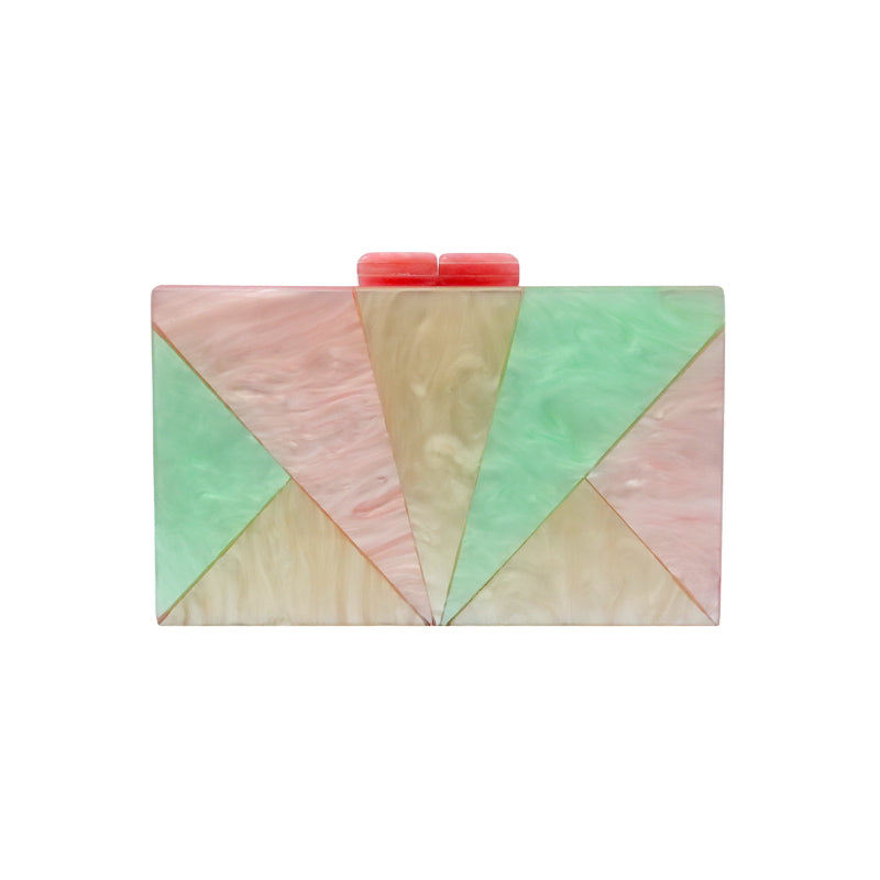 Clutch Astral Peace Rosa claro, Verde claro y Beige