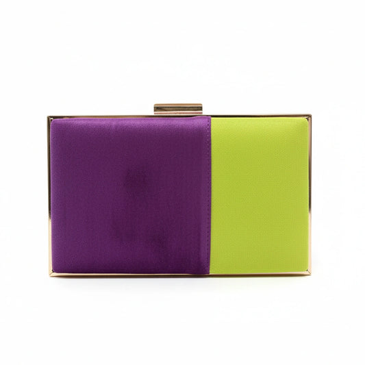 Cartera Due Bicolor Morado y Verde lima